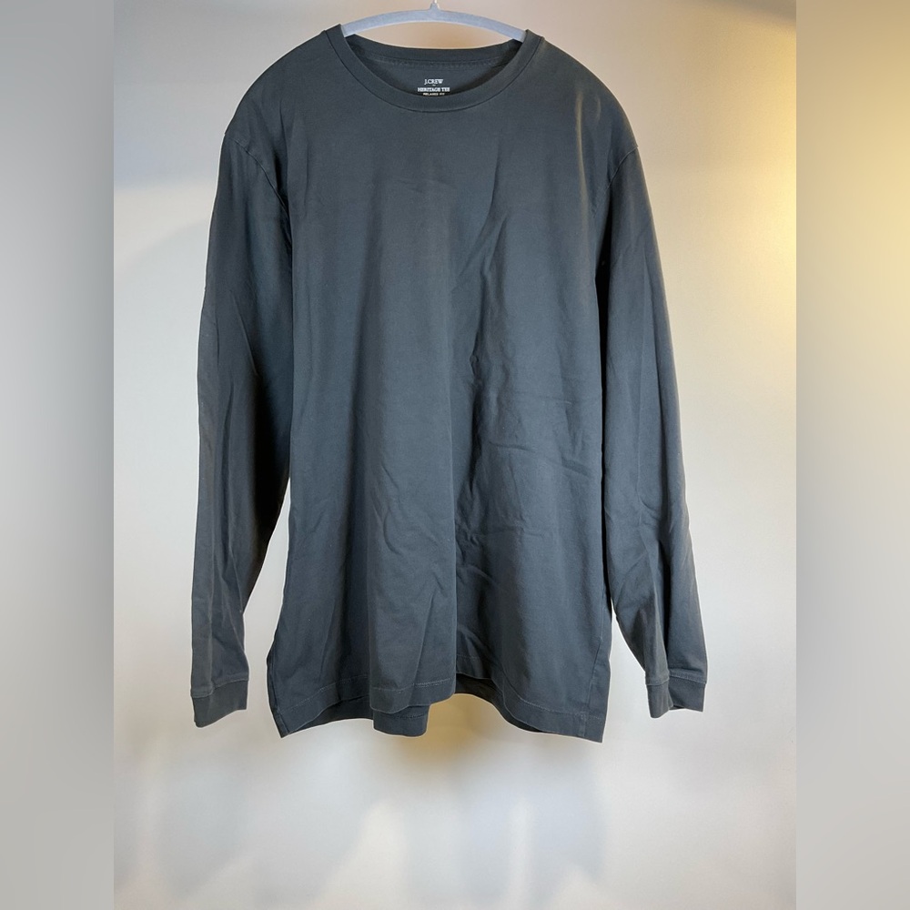 J. Crew Men's Faded Charcoal Long Sleeve Heritage Tee Relaxed Fit